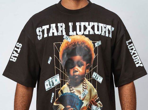 STAR LUXURY BLACK GRAPHIC SHIRT