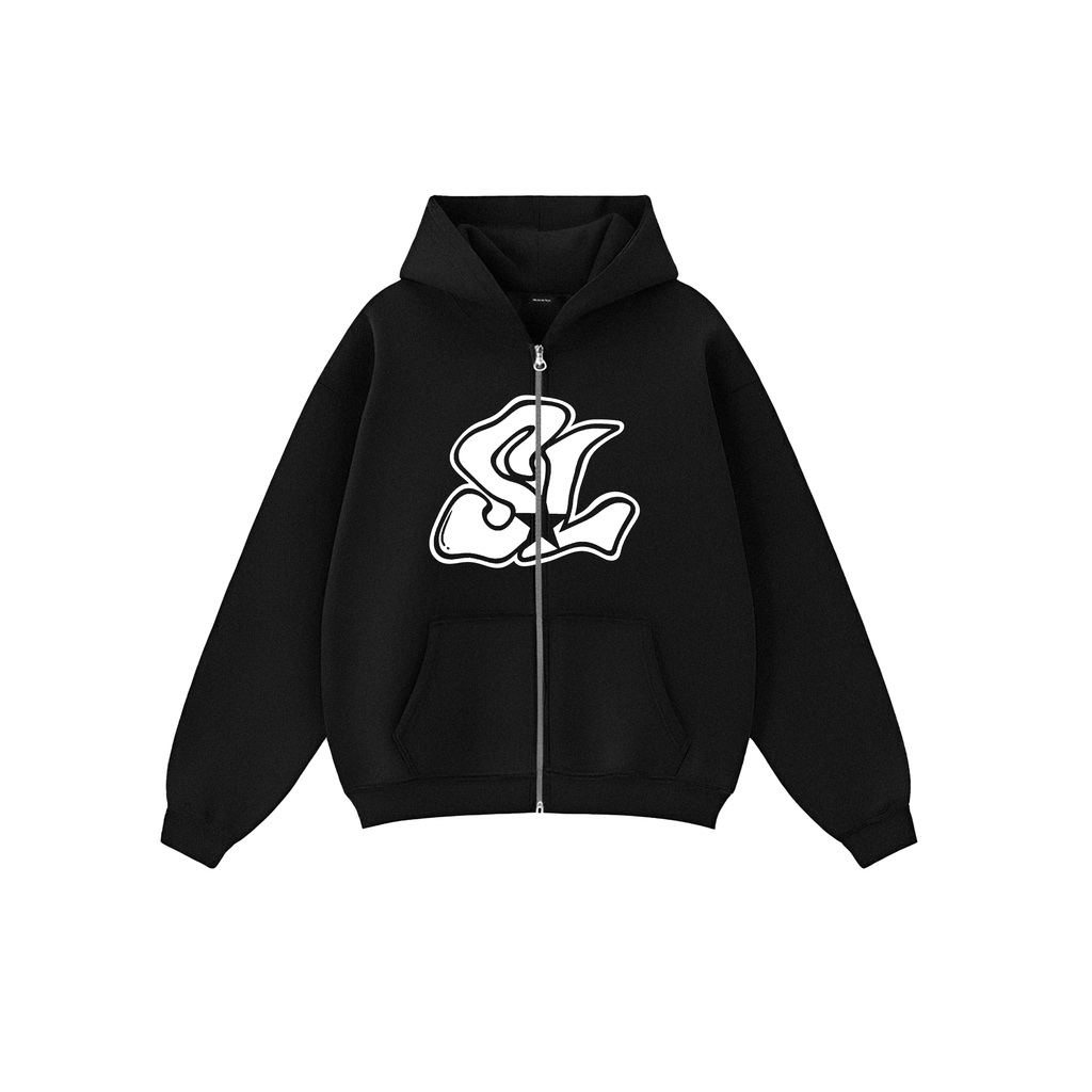 STAR LUXURY ZIPPER HOODIE SET(BLACK)