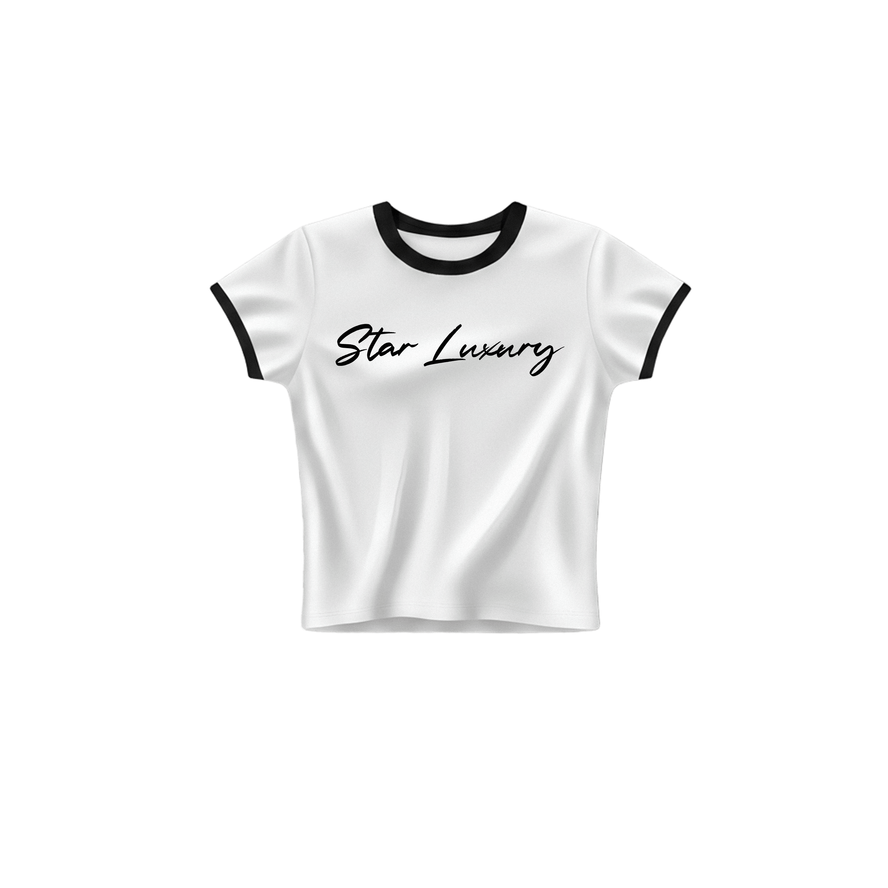 STAR LUXURY WHITE CROP TOP