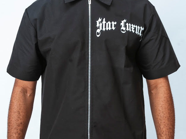 STAR LUXURY BLACK ZIPPER SHIRT