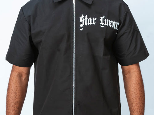 STAR LUXURY BLACK ZIPPER SHIRT