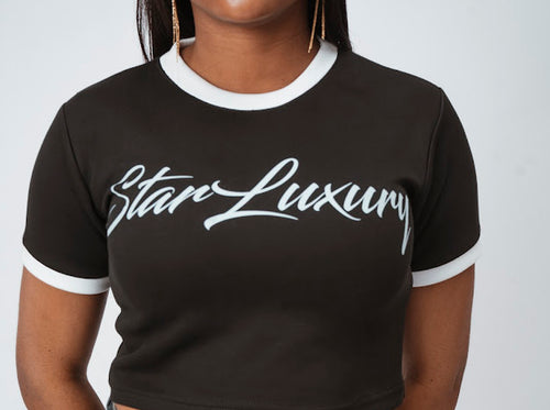 STAR LUXURY BLACK CROP TOP