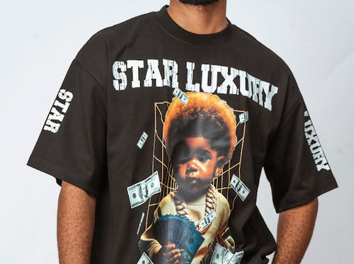STAR LUXURY BLACK GRAPHIC SHIRT