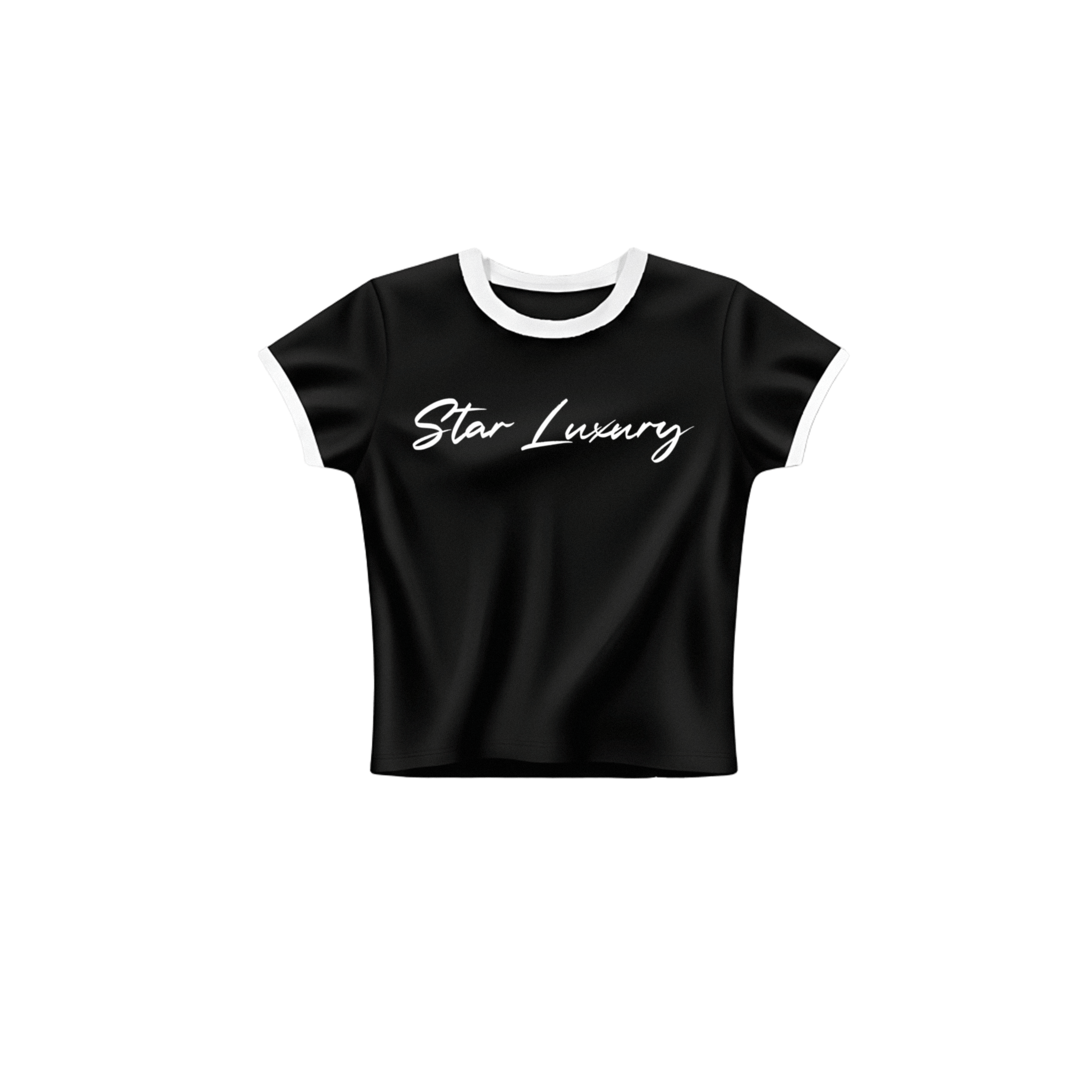 STAR LUXURY BLACK CROP TOP