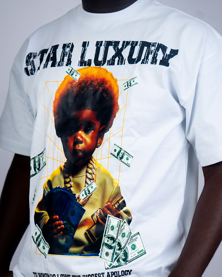 STAR LUXURY WHITE GRAPHIC SHIRT