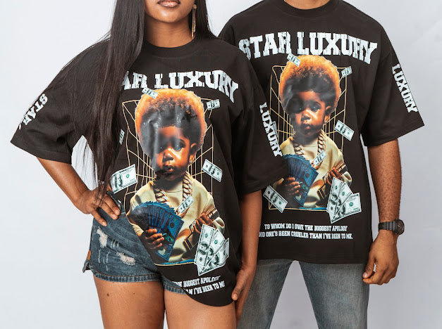 STAR LUXURY BLACK GRAPHIC SHIRT