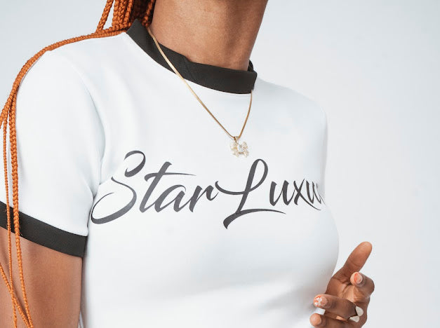 STAR LUXURY WHITE CROP TOP