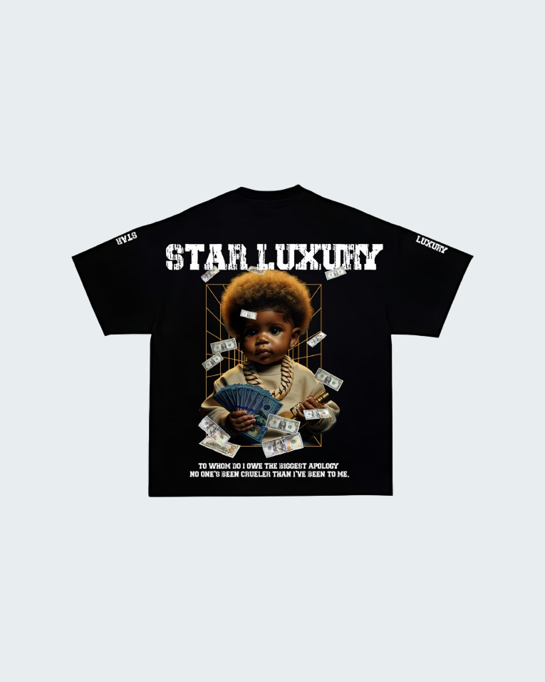 STAR LUXURY BLACK GRAPHIC SHIRT